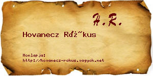 Hovanecz Rókus névjegykártya